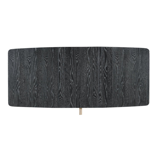 English Elm TOPMAX Rustic Extendable Dining Set with 84" Table and 24" Leaf, 9-Piece Wood Frame, Upholstered Chairs Black+ Gray SP000038AAB