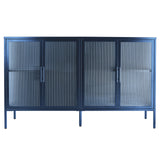 Hearth and Haven Sideboard with Adjustable Shelves and 4 Fluted Glass Doors, Blue W1673127685