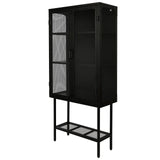 English Elm Industrial Cabinet Cupboard With 2 Metal Mesh Doors Adjustable Shelves and Feet Bottom Shelf Anti-Tip Dust-Free Kitchen Credenza Sideboard Black