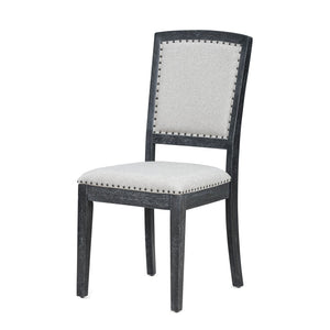 English Elm TOPMAX Rustic Extendable Dining Set with 84" Table and 24" Leaf, 9-Piece Wood Frame, Upholstered Chairs Black+ Gray SP000038AAB