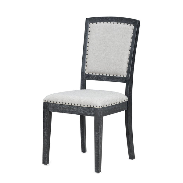 English Elm TOPMAX Rustic Extendable Dining Set with 84" Table and 24" Leaf, 9-Piece Wood Frame, Upholstered Chairs Black+ Gray SP000038AAB