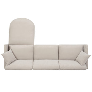 English Elm 107.87'sectional Sofa with Ottoman Pine Frame Removable Cushions Living Room Seating Beige W680S00008