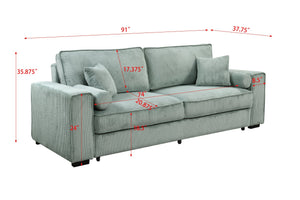 English Elm 91''Large Convertible Sofa Bed with Storage, 3-Seater Sleeper Couch for Small Spaces & Guests Light Green W1417S00037