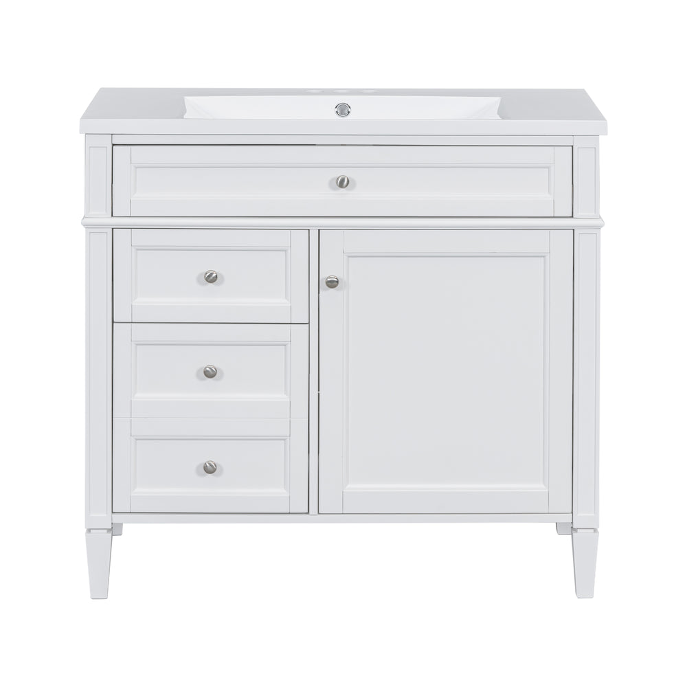 English Elm 36'' Modern Bathroom Vanity With Sink, Elegant Storage Cabinet, 2 Drawers & Tip-Out Organizer SW000119AAK-2