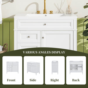 English Elm 36'' Modern Bathroom Vanity With Sink, Elegant Storage Cabinet, 2 Drawers & Tip-Out Organizer SW000119AAK-2