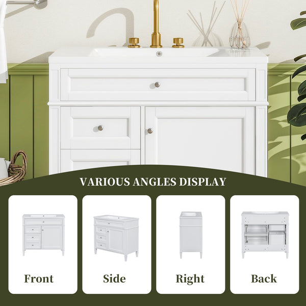 English Elm 36'' Modern Bathroom Vanity With Sink, Elegant Storage Cabinet, 2 Drawers & Tip-Out Organizer SW000119AAK-2
