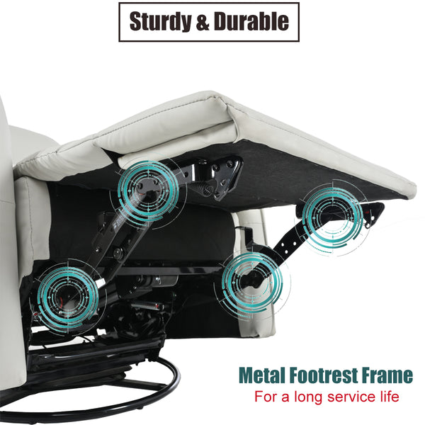 English Elm 270° Power Swivel Rocker Recliner Chair - Pu Leather Electric Glider With Usb Ports For Comfort W1028S00026