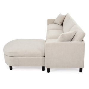 English Elm 107.87'sectional Sofa with Ottoman Pine Frame Removable Cushions Living Room Seating Beige W680S00008