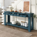 English Elm Trexm Console Table/Sofa Table With Storage Drawers and Bottom Shelf For Entryway Hallway(Dark Blue)