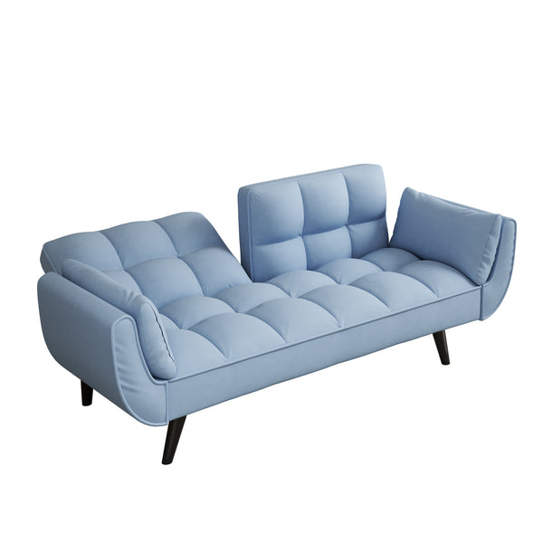 English Elm 74 Velvet 2-Seater Sofa Blue Small Space Apartment Couch 57"x39"x29" Durable Wood Frame 300LB Capacity W1658135096
