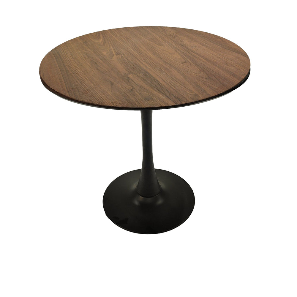 English Elm 31.5" Walnut Mid-Century Tulip Dining Table with MDF Top & Black Pedestal Base Seats 2-4, Sturdy W2189131851