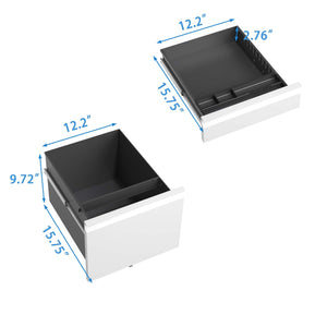 English Elm 3 Drawer Mobile File Cabinet With Lock - Compact Metal Organizer For Home Office, Fully Assembled White T2398P152000