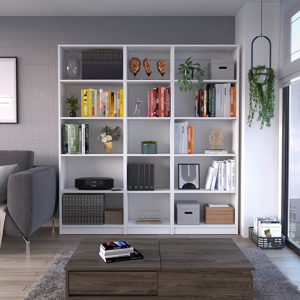 English Elm Olson 3 Piece Living Room Set with 3 Bookcases White — Durable Engineered Wood, Stylish Storage Solutions B092S00231