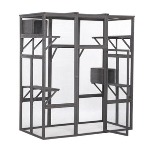 English Elm Extra Large Outdoor Catio Enclosure Fir Frame Galvanized Mesh Walk-in Cat Run W2181P151913