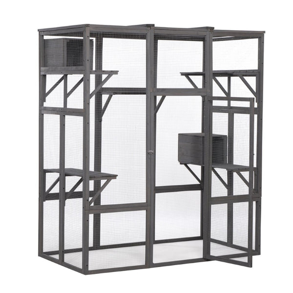 English Elm Extra Large Outdoor Catio Enclosure Fir Frame Galvanized Mesh Walk-in Cat Run W2181P151913
