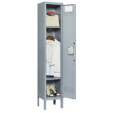 English Elm 1 Door 66"H Metal Lockers With Lock For Employees,Storage Locker Cabinet For Home Gym Office School Garage,Gray