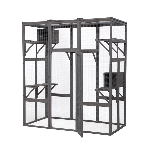 English Elm Extra Large Outdoor Catio Enclosure Fir Frame Galvanized Mesh Walk-in Cat Run W2181P151913