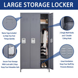 English Elm 3 Door 72"H Metal Lockers With Lock For Employees,Storage Locker Cabinet For Home Gym Office School Garage,Gray