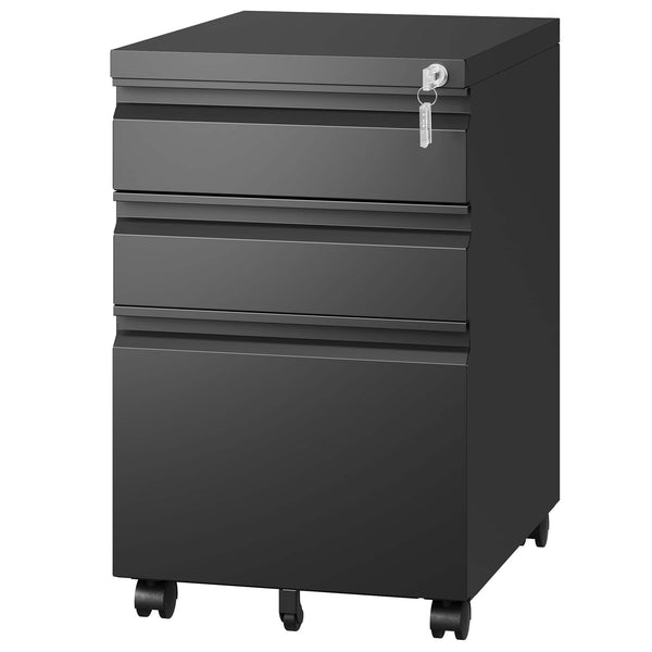 English Elm 3 Drawer Mobile File Cabinet With Lock - Secure Metal Organizer For Home Office, Fully Assembled! T2398P152001
