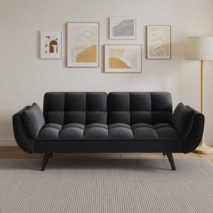 English Elm 74 Velvet 2-Seater Sofa with Solid Wood Frame, 57"x39" Compact Apartment Loveseat in Blue W1658135106
