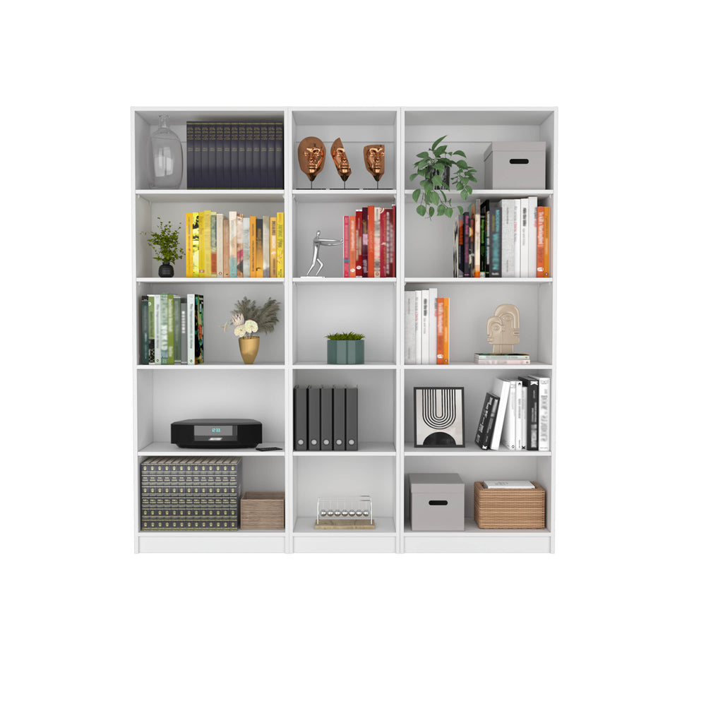 English Elm Olson 3 Piece Living Room Set with 3 Bookcases White — Durable Engineered Wood, Stylish Storage Solutions B092S00231