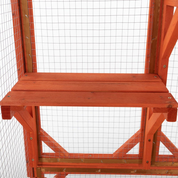 English Elm Wooden Fir Cat Enclosure Outdoor Shelter with Waterproof Roof and Climbing Perches W2181P151887