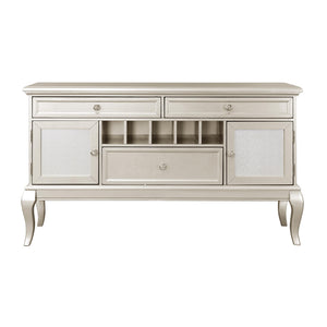 English Elm Modern Crawford Silver Buffet Server with 3 Drawers, Wine Rack & Adjustable Shelves — Glam Dining Console B011P151863