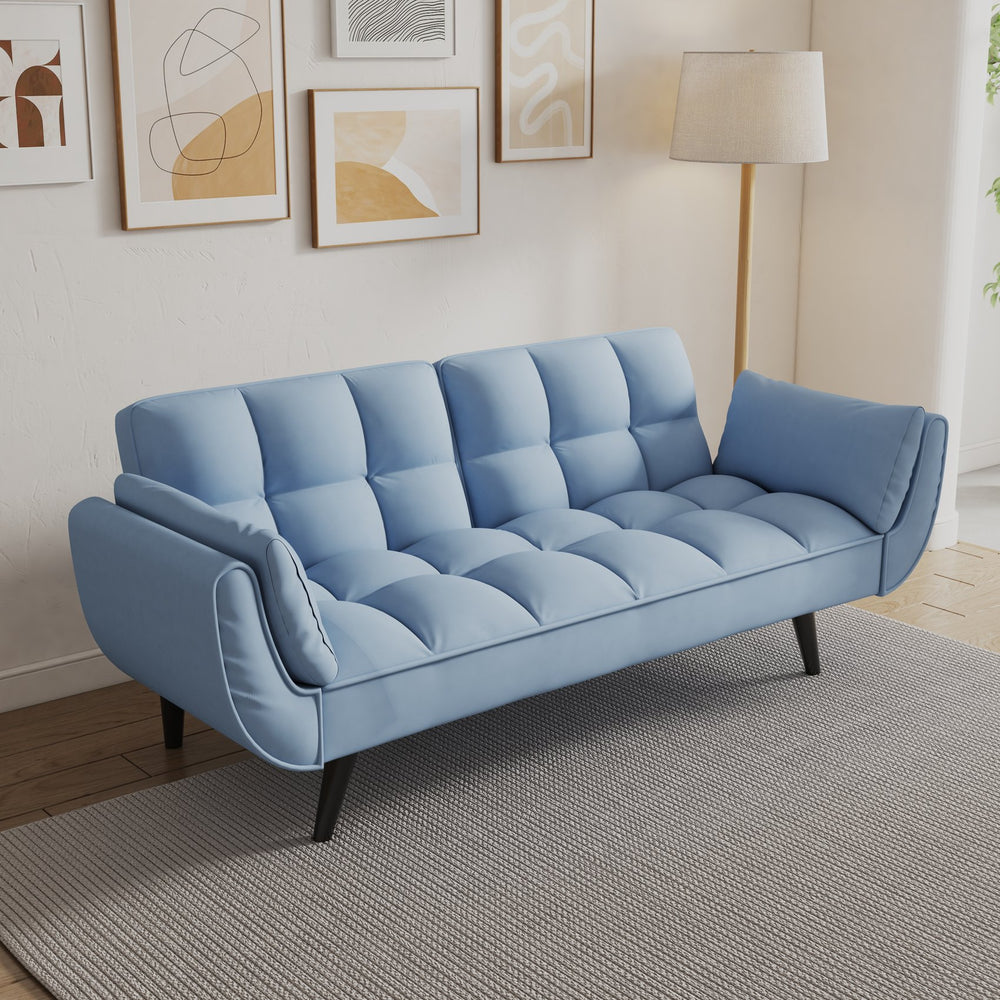English Elm 74 Velvet 2-Seater Sofa Blue Small Space Apartment Couch 57"x39"x29" Durable Wood Frame 300LB Capacity W1658135096