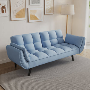 English Elm 74 Velvet 2-Seater Sofa Blue Small Space Apartment Couch 57"x39"x29" Durable Wood Frame 300LB Capacity W1658135096