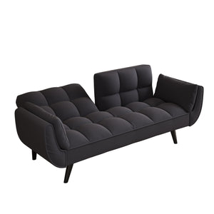 English Elm 74 Velvet 2-Seater Sofa with Solid Wood Frame, 57"x39" Compact Apartment Loveseat in Blue W1658135106