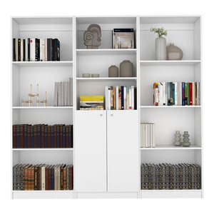 English Elm Oasis 3 Piece Living Room Set with Three White Bookcases, Engineered Wood, Secure Storage, Stylish Finish B092S00230