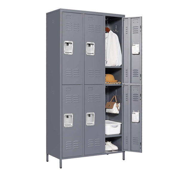 English Elm 6 Door 72"H Metal Lockers with Locking Compartments, Durable Steel Storage Cabinet for Gym Office School Home Garage T2398P151998