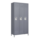 English Elm 3 Door 72"H Metal Lockers With Lock For Employees,Storage Locker Cabinet For Home Gym Office School Garage,Gray