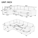 English Elm Sectional Sleeper Sofa With Pull-Out Bed and Lounge Chair, Usb and Type-C Interfaces, Suitable For Living Room, Office, and Spacious Spaces