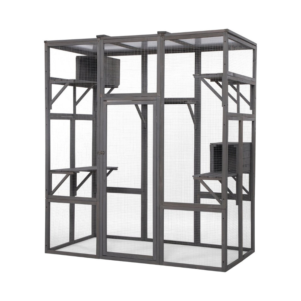English Elm Extra Large Outdoor Catio Enclosure Fir Frame Galvanized Mesh Walk-in Cat Run W2181P151913