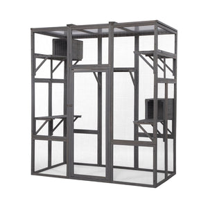 English Elm Extra Large Outdoor Catio Enclosure Fir Frame Galvanized Mesh Walk-in Cat Run W2181P151913