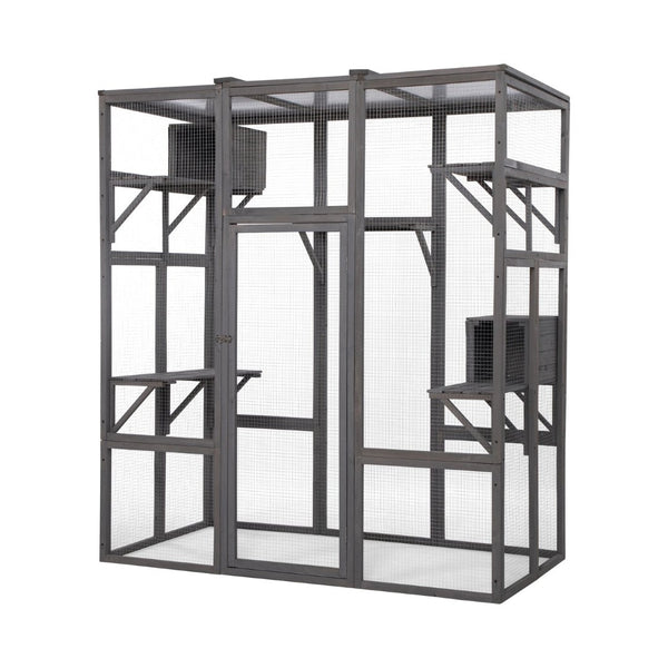 English Elm Extra Large Outdoor Catio Enclosure Fir Frame Galvanized Mesh Walk-in Cat Run W2181P151913