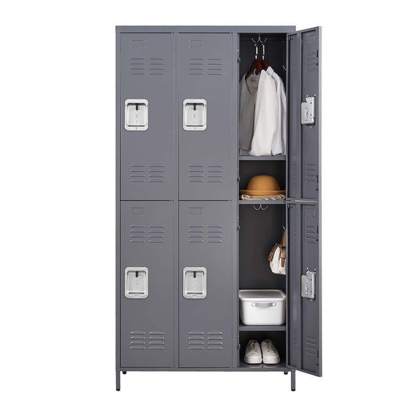 English Elm 6 Door 72"H Metal Lockers with Locking Compartments, Durable Steel Storage Cabinet for Gym Office School Home Garage T2398P151998