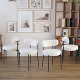 White Dining Chair Set of 4 - Stylish Mid-Century Modern Boucle Chairs with Ergonomic Comfort & Stability