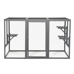 English Elm Spacious Pine Outdoor Cat Enclosure with Weatherproof Roof and Adjustable Platforms W2181P151919