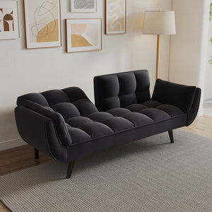 English Elm 74 Velvet 2-Seater Sofa with Solid Wood Frame, 57"x39" Compact Apartment Loveseat in Blue W1658135106