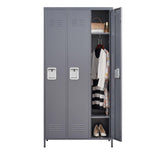 English Elm 3 Door 72"H Metal Lockers With Lock For Employees,Storage Locker Cabinet For Home Gym Office School Garage,Gray