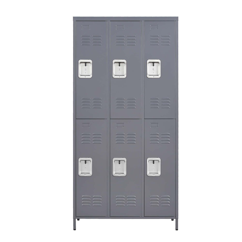 English Elm 6 Door 72"H Metal Lockers with Locking Compartments, Durable Steel Storage Cabinet for Gym Office School Home Garage T2398P151998