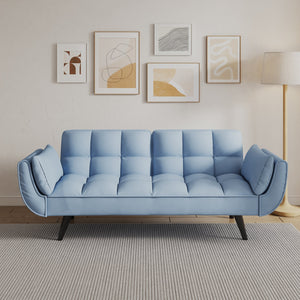 English Elm 74 Velvet 2-Seater Sofa Blue Small Space Apartment Couch 57"x39"x29" Durable Wood Frame 300LB Capacity W1658135096