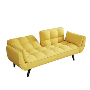 English Elm 74 Velvet 2-Seater Sofa Modern Blue Black Comfortable Sponge Cushion Solid Wood Frame Stylish Small Space-Friendly Lounge Yellow W1658135107