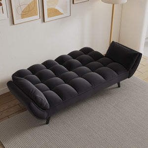 English Elm 74 Velvet 2-Seater Sofa with Solid Wood Frame, 57"x39" Compact Apartment Loveseat in Blue W1658135106