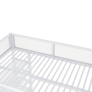 English Elm Full Size Metal Loft Bed with 4-tier Shelving Ladder for Kids or Teen Rooms SF000247AAK