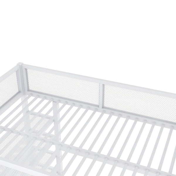 English Elm Full Size Metal Loft Bed with 4-tier Shelving Ladder for Kids or Teen Rooms SF000247AAK