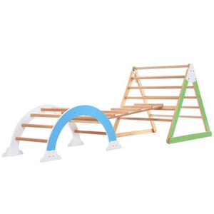 English Elm Wooden Pine Climbing Triangle Playset Indoor Rocker Ladder Arch Kids Jungle Gym WF313476AAA