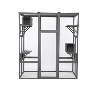 English Elm Extra Large Outdoor Catio Enclosure Fir Frame Galvanized Mesh Walk-in Cat Run W2181P151913